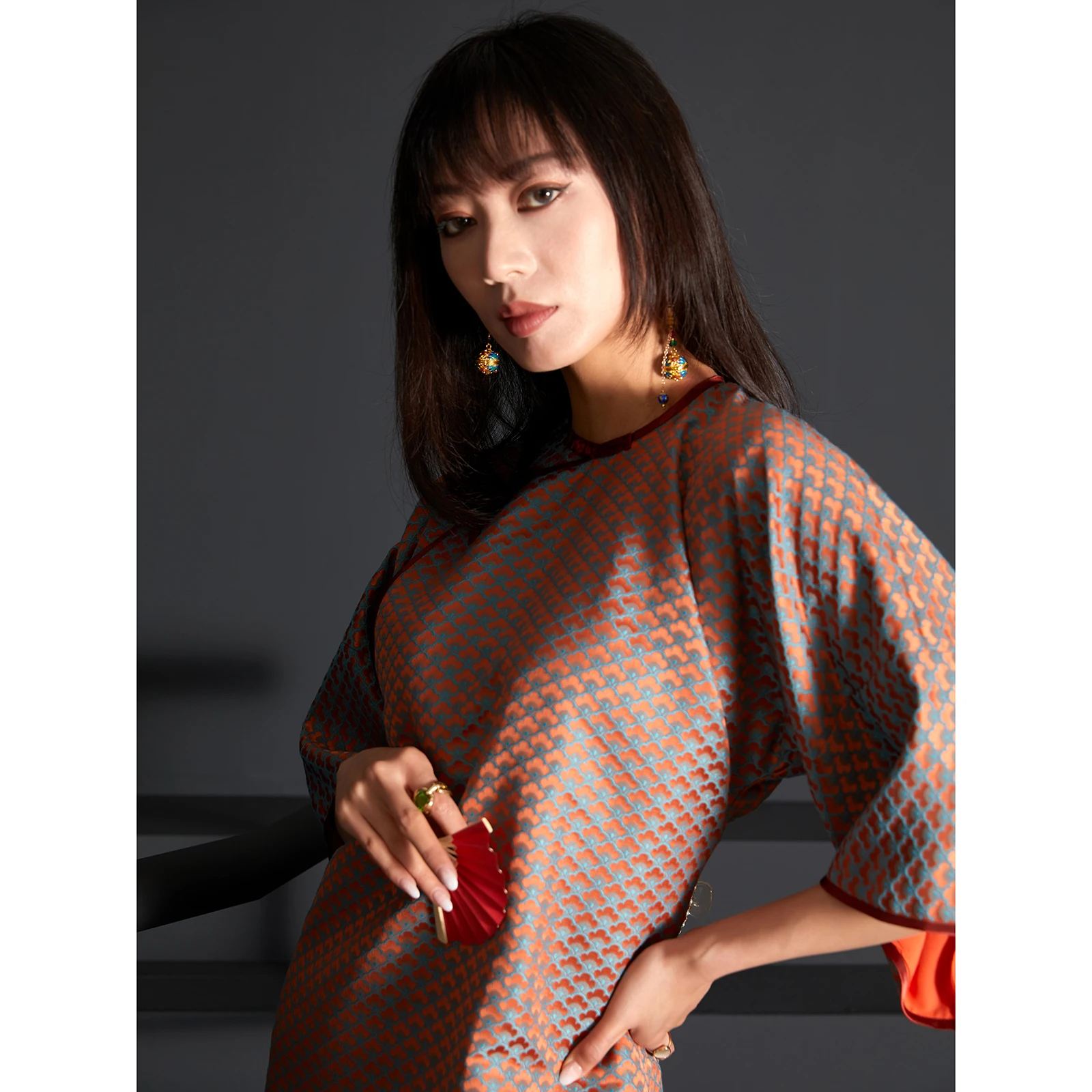 

Retro Chinese Sle Long Qipao Dr Full Button Front Wide Sve Original Design Wedding Dr for Women in Their 20s And 30s