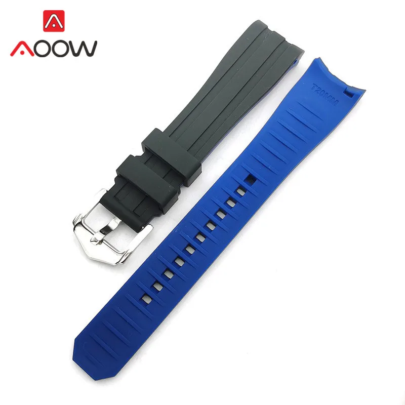 18/20/22mm Rubber Strap Curved End Stainless Steel Buckle Sport Waterproof Diving Men Quality Replacement Bracelet Watch Band