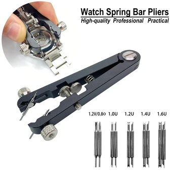 내구성 10 팁 핀, 시계 손목 밴드용 6825 스프링 바 핀셋 도구 스트랩 제거 수정 키트가 있는 시계 스프링로드 서비스 도구