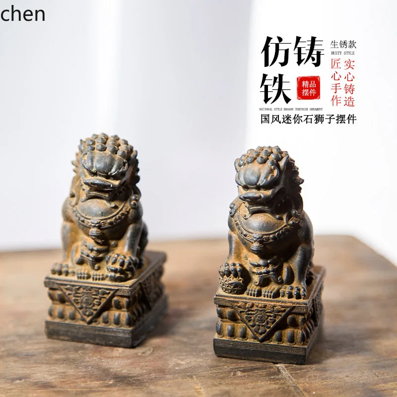 YFY chinese style creative chinese style stone lion ornaments tea table tea pet home office desktop resin  bring in wealth