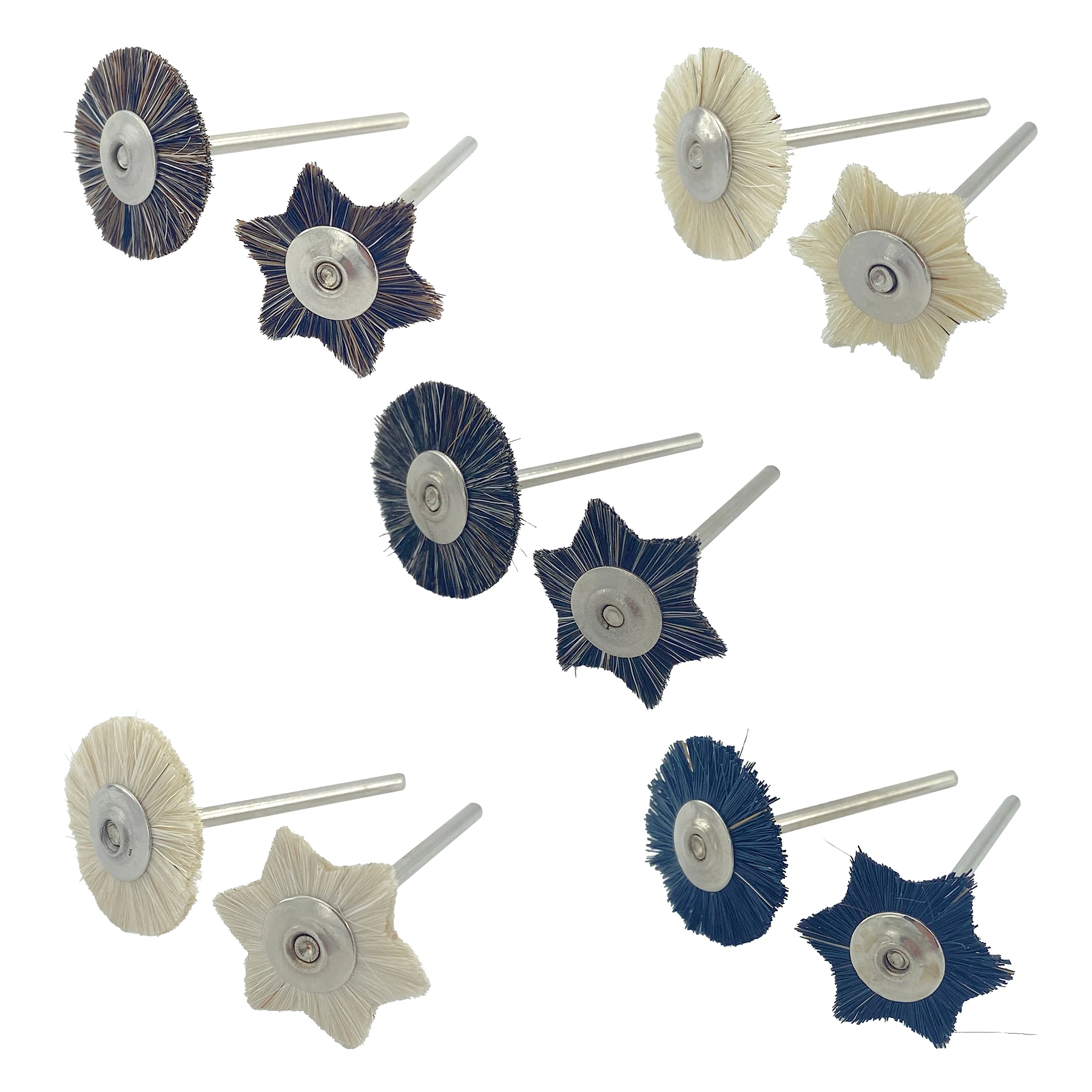 10Pcs 2.35mm Dental Polishing Prophy Brush Wheel Rotary Tools Low Speed HP Shank Wool Goat Cotton Black Buffing Dentist Materia