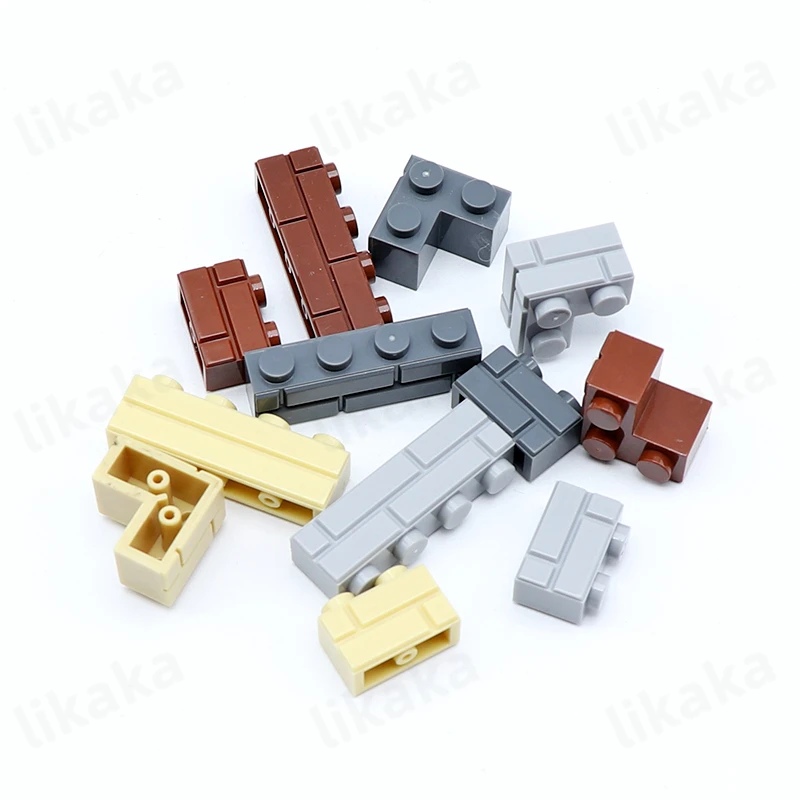 50PCS City Wall Blocks for MOC House Thick 1*2 1*4 L Dots Building Blocks DIY Accessories Compatible Classic Construction Bricks