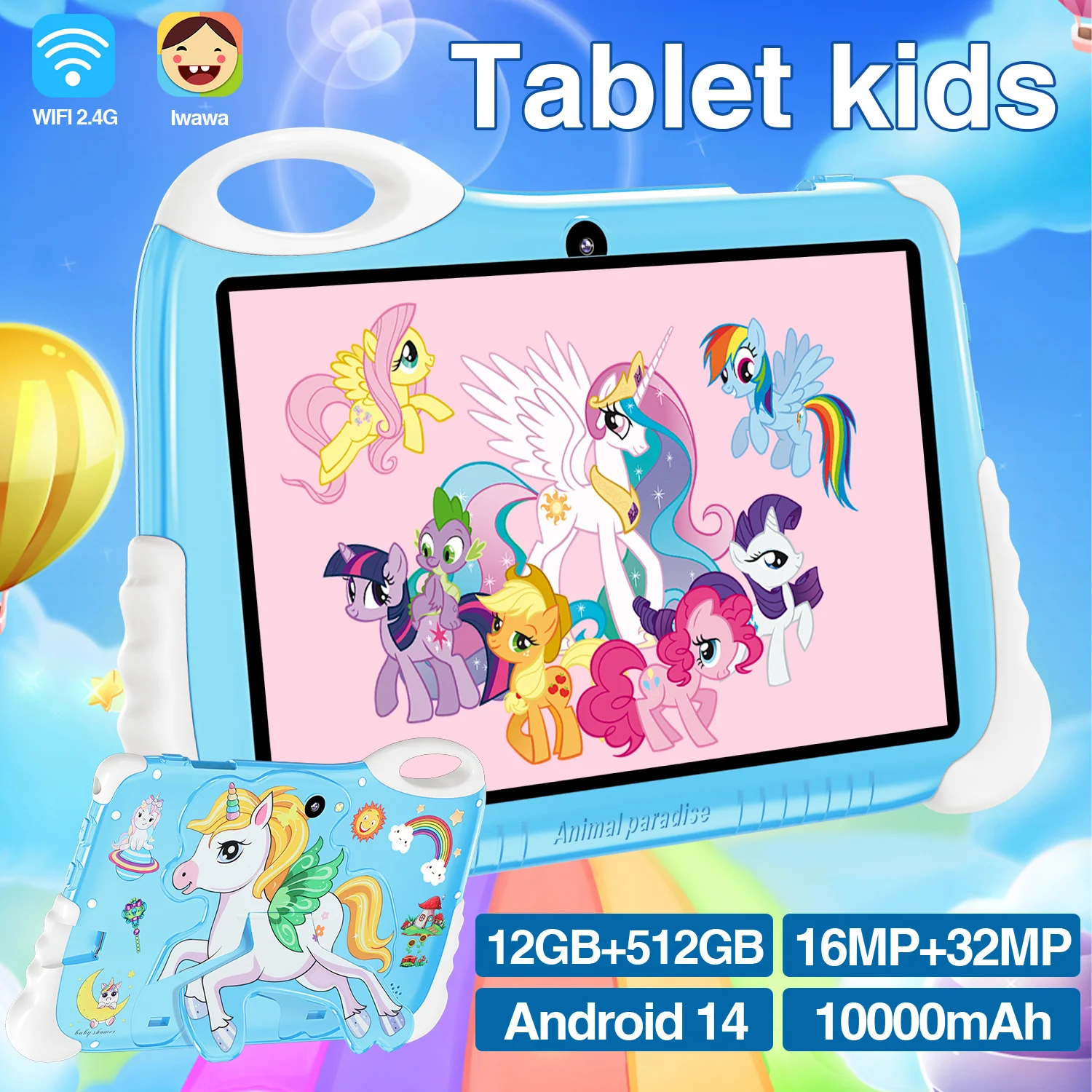 

2024 Kids Tablet Unicorn 7inch Android14 12GB RAM 512GB ROM 16MP+32MP Bluetooth5.0 5G 10000mAh snapdragon 888 Kids Enlightenment