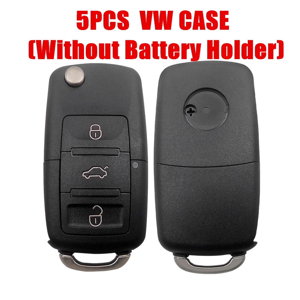 Custodia remota a 3 pulsanti da 5 pezzi per VW VVDI XKB501EN Guscio chiave auto senza supporto batteria e lama