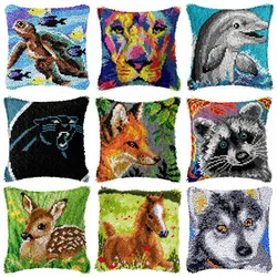 Animals Smyrna Latch Hook Pillow Carpet Embroidery Do-It-Yourself Carpet Cushion Button Package Latch Hook Rug Kits knoopkussen