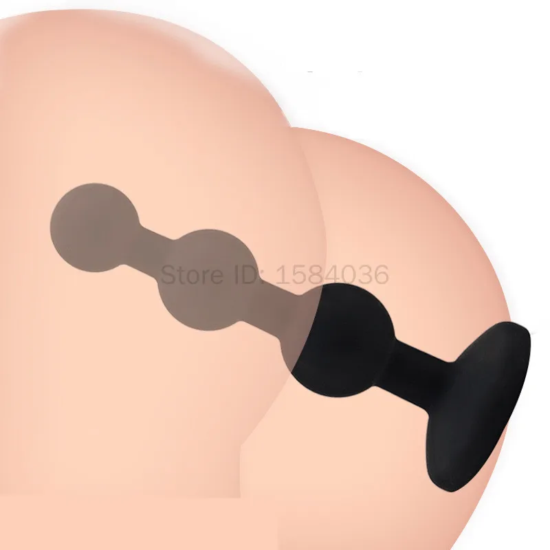 Crystal Diamond Anal Plug 3 Balls Anal Beads Silicone Black Butt Plug Vagina Dilator Ass Trainer Couples Sex Toys For Women Man - view 5