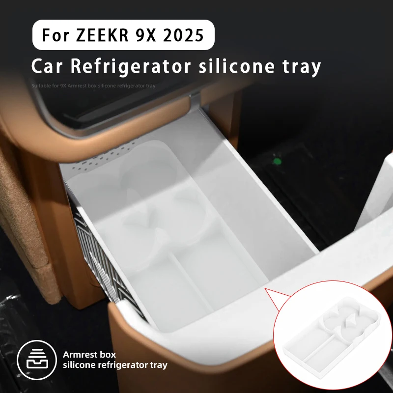 

For ZEEKR 9X 2025 Car Refrigerator Storage Box Protective Pad Silicone Storage Box Organizer Tray Interior Accessories