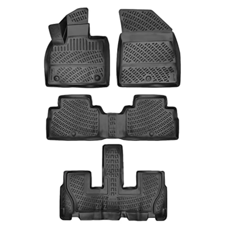 

Hyundai Palisade 7-Seater 2020-2025 floor mats, TPE rubber, black, laser-measured 3D custom fit for all-weather protection