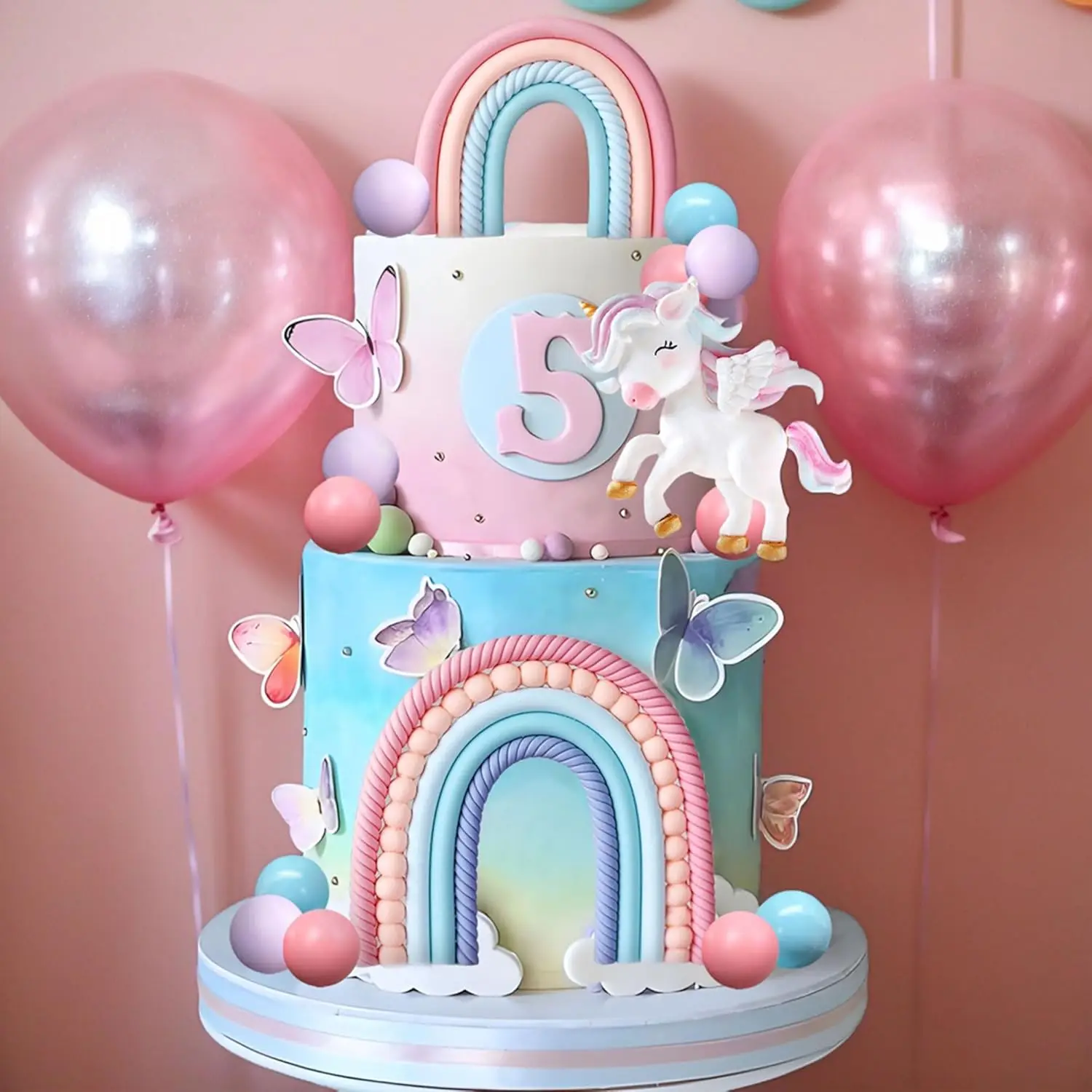 Regenbogen Pony Einhorn Kuchen Dekoration Pony Geburtstag Dekoration Einhorn Party Gefälligkeiten Geburtstag Kuchen Dekoration für Mädchen – Detail 11