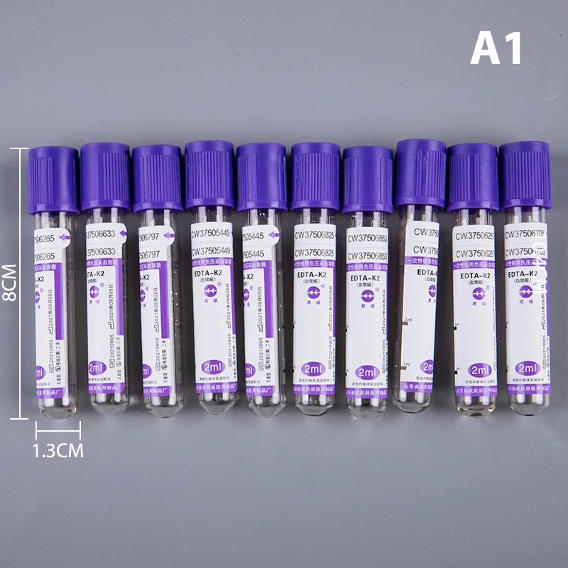 10pcs 2ml/5ml Medical Disposable EDTA-K2 Vacuum Blood Collection Tube With Cap