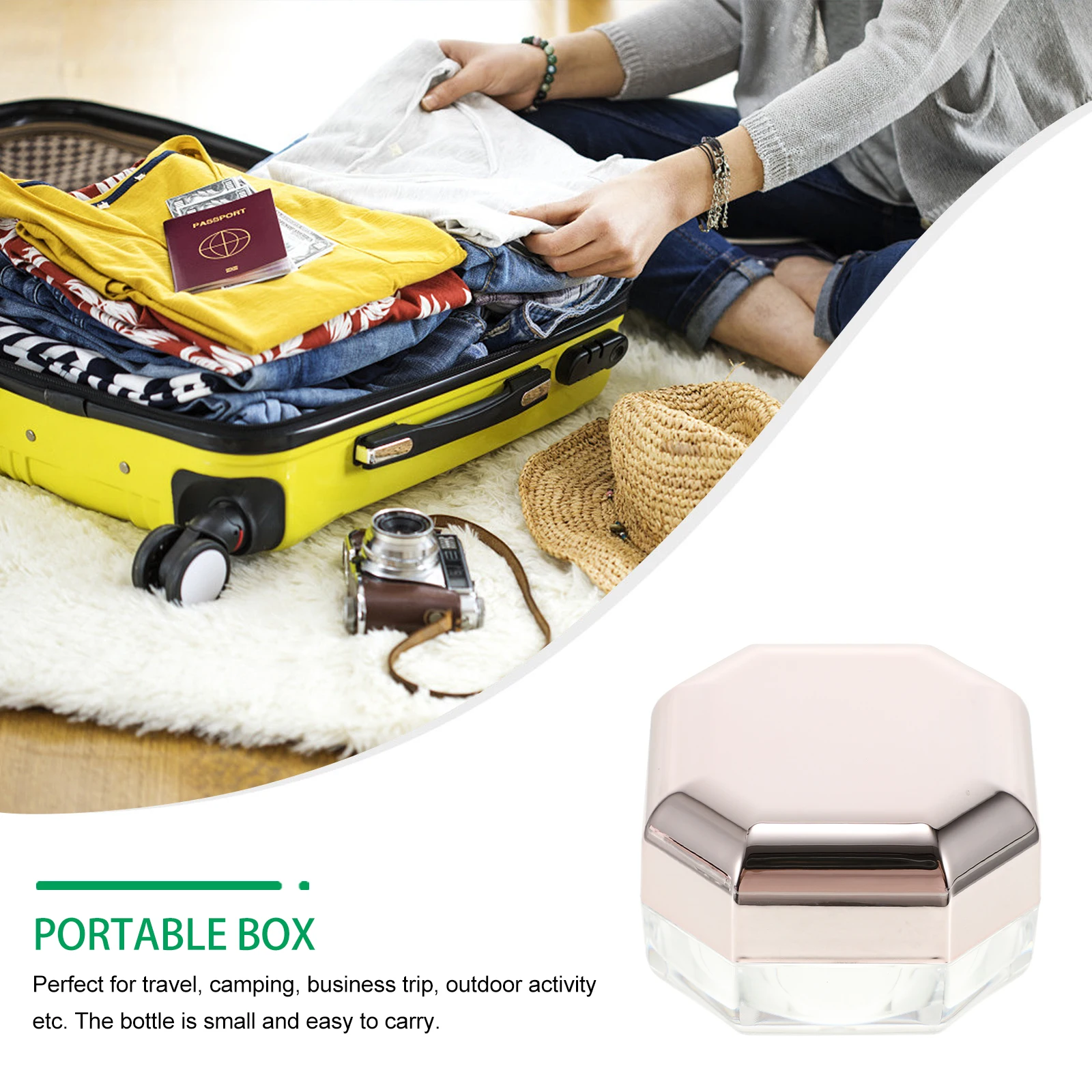 

4pcs Boxes Reusable Portable Travel Loose Powder Case Refillable Powder Box Storage Container Pink Compact Makeup
