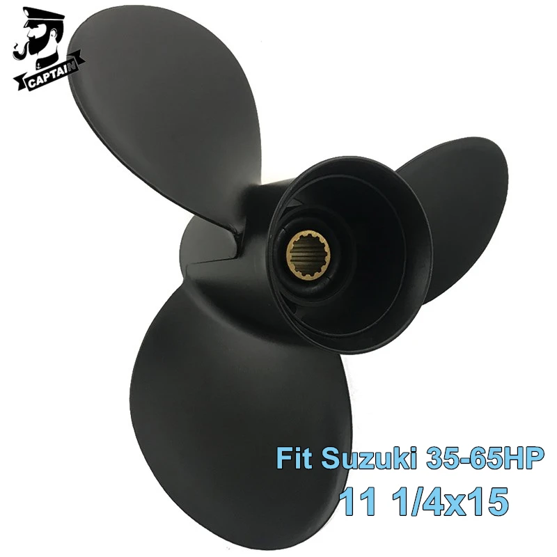 Captain Outboard Propeller 11 1/4X15 Fit Suzuki Engine Motor 40HP 50HP DT40C DT50A DF40 DF50 DT40 DT55 13 Spline 58100-88L62-019