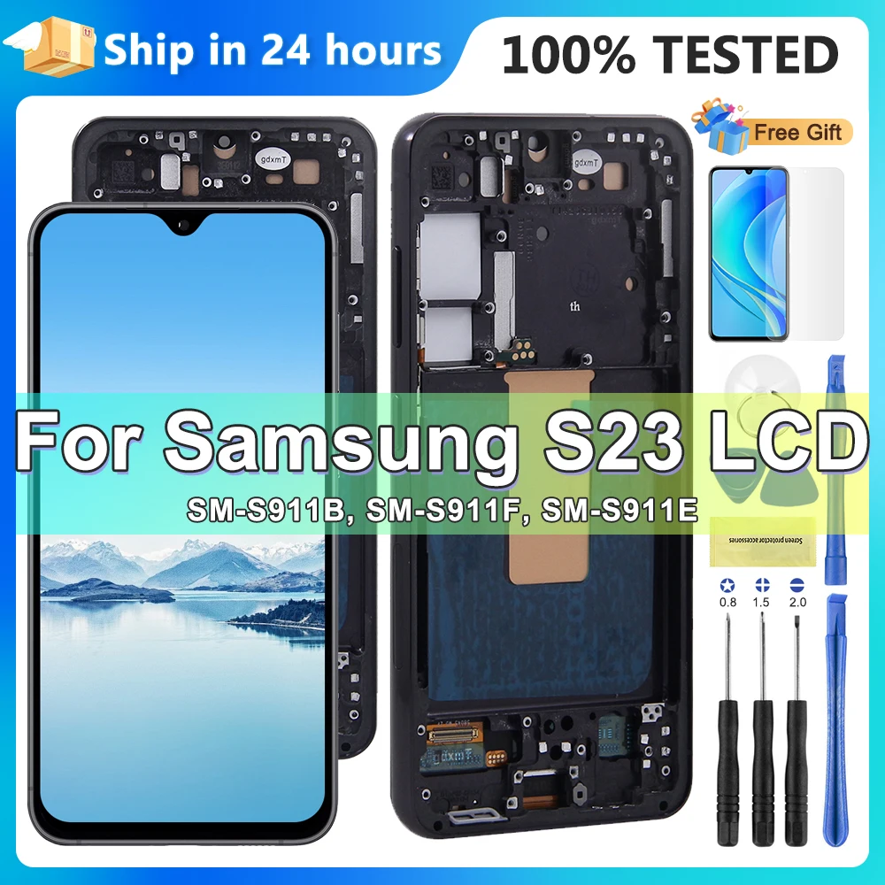 

TFT Display For Samsung Galaxy S23 5G S911U S911B LCD Touch Screen With Frame Digitizer Replacement Parts 100% Tested