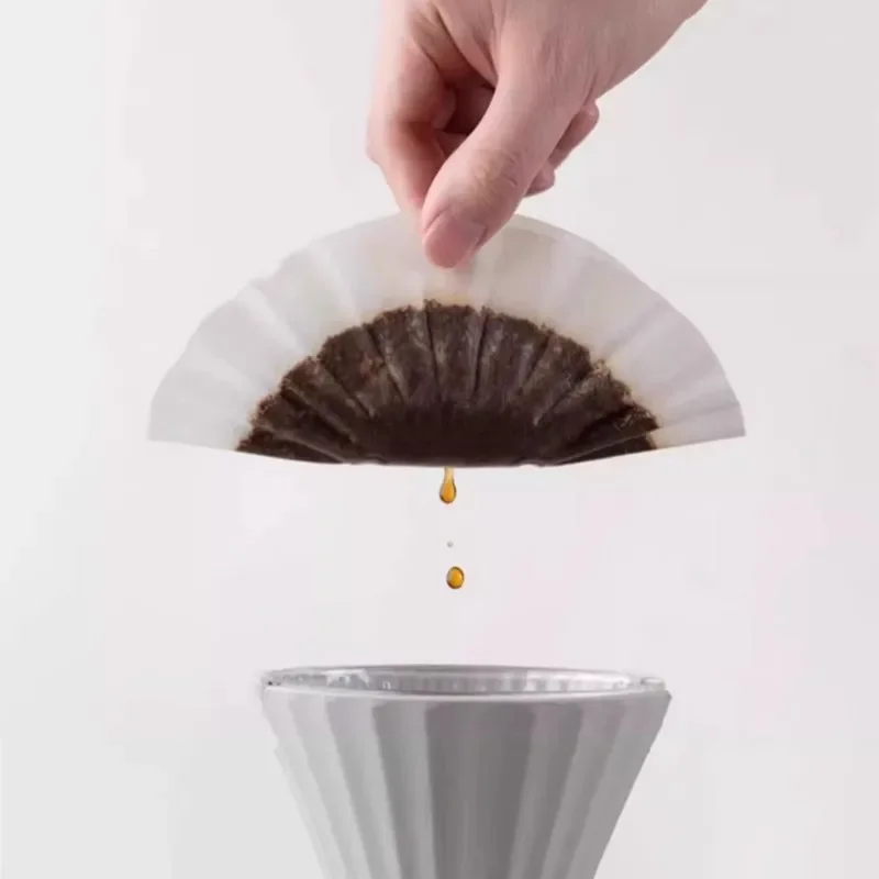 1-4 People Cake Coffee Filter Paper Filter Paper 50 Pcs/pack Drip Type Hand-brewed Coffee Origami Filter Cup Barista Accessories