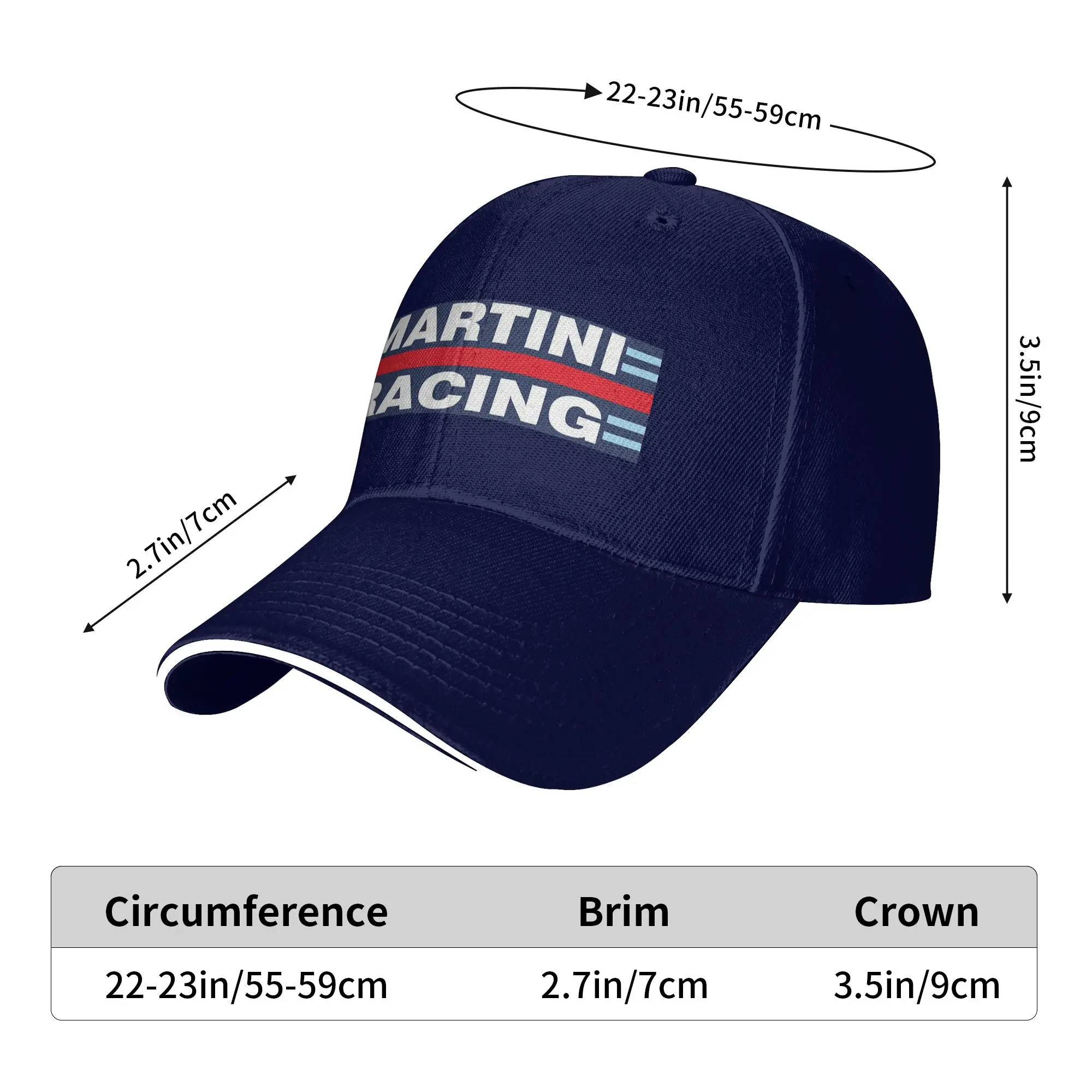 Martinis Race Sportscar Motor Racing Cap Casual Baseball Caps Adjustable Hat Hip Hop Summer Unisex Baseball Hats Customizable