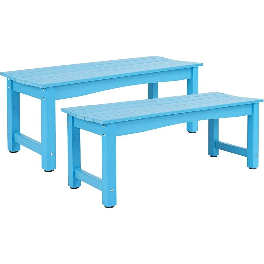 

Уличная скамья для обеда на двоих, всепогодная, из полимерного дерева, синяя, 2 шт.