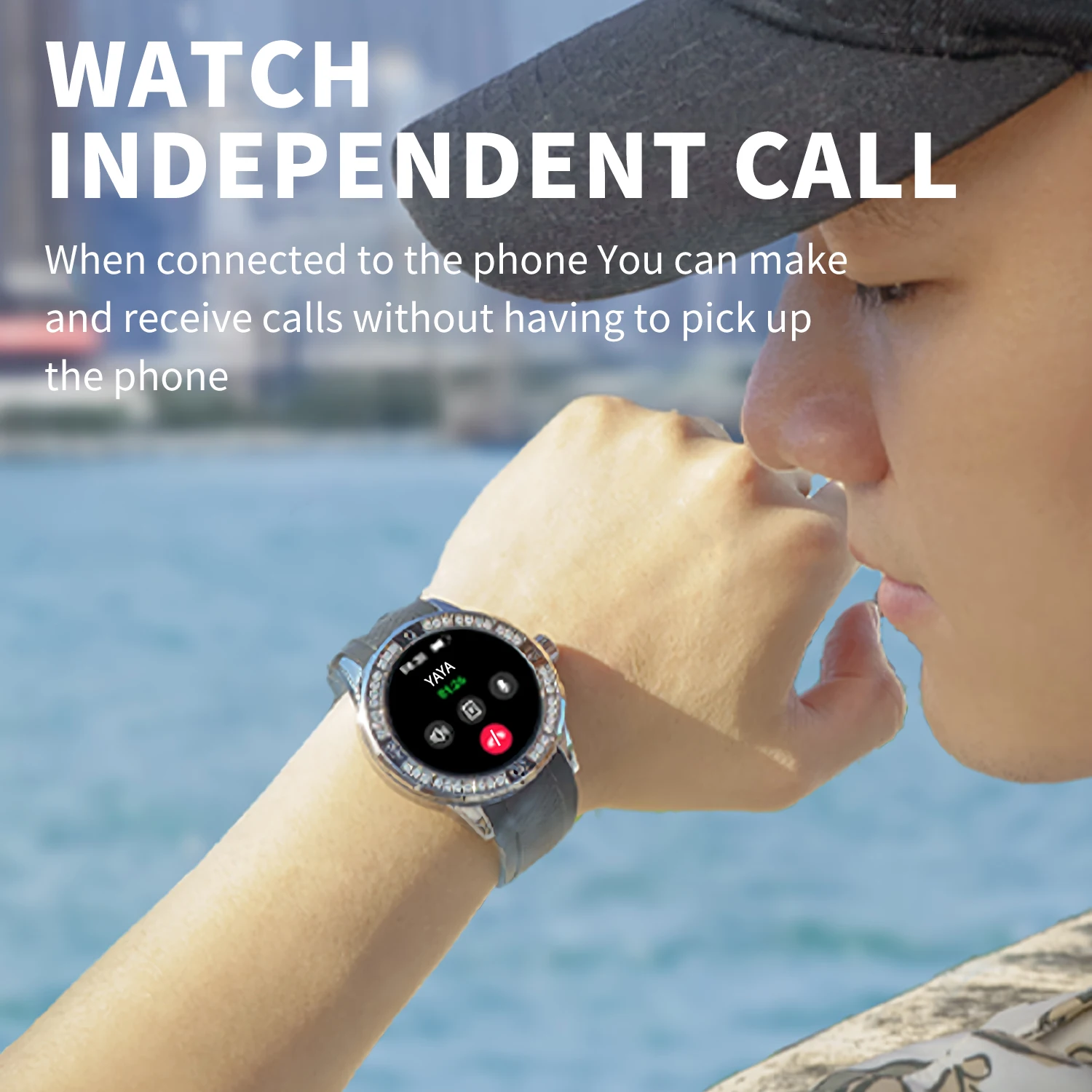 Jam tangan pintar berlian imitasi berkilau, jam tangan pintar tahan air IP67 dengan fitur pemantau denyut jantung berlian imitasi untuk Android IOS