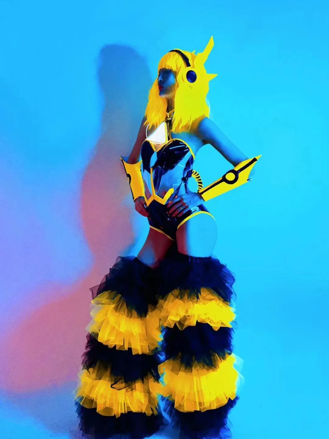 Fluorwidess-Vêtements de danse tricotés avec fouet, costume de batterie sexy, couvre-jambes en gaze, costume de danse pour boîte de nuit, bar, jazz, technologie de document