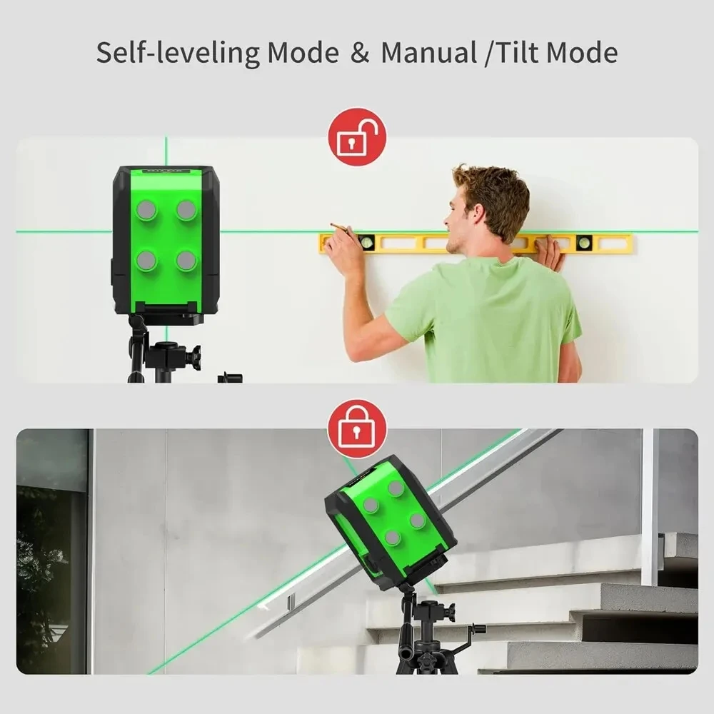 HILDA Laser-Nivelliergerät 2 Linien/5 Linien 360° Automatische Nivellierung Baustellengerät Grünes Licht Kreuzlaser Gutes Geschenk – Detail 22