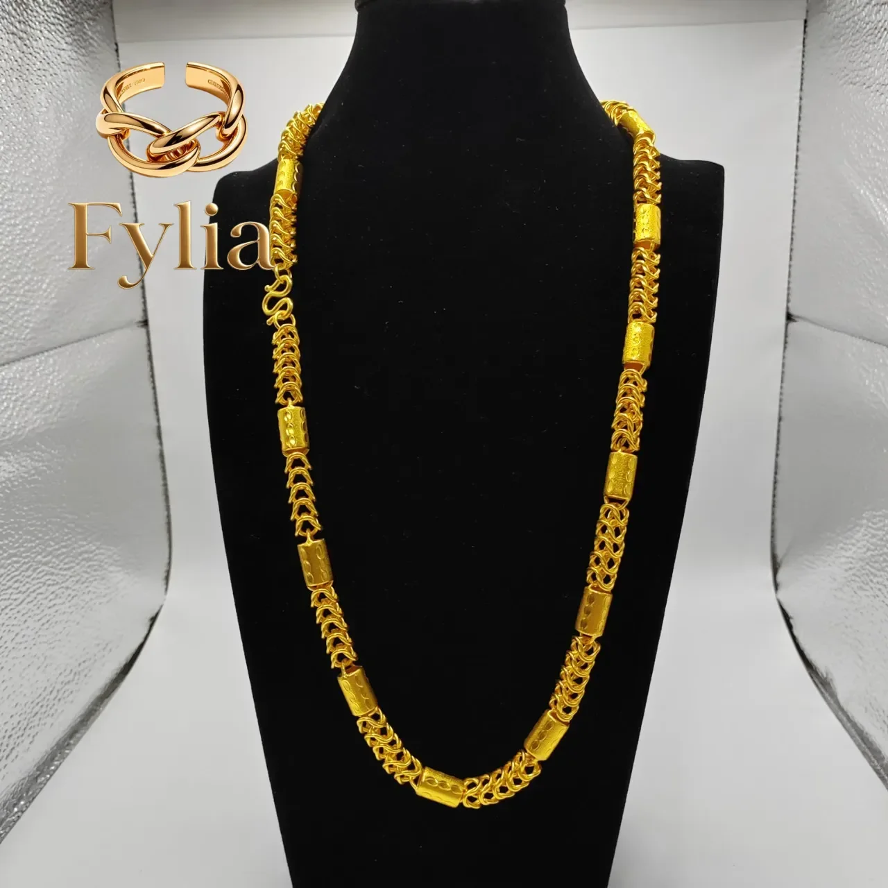 

Fylia Jewelry Luxurious 9999 24K real gold versatile dragon bone necklace fashionable men's and women's necklace gold jewelry