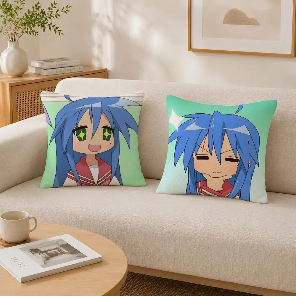 Anime Character Konata Cushion Cover Soft Fluffy Short Plush  Pillow Case  Sofa Bed Home Decor