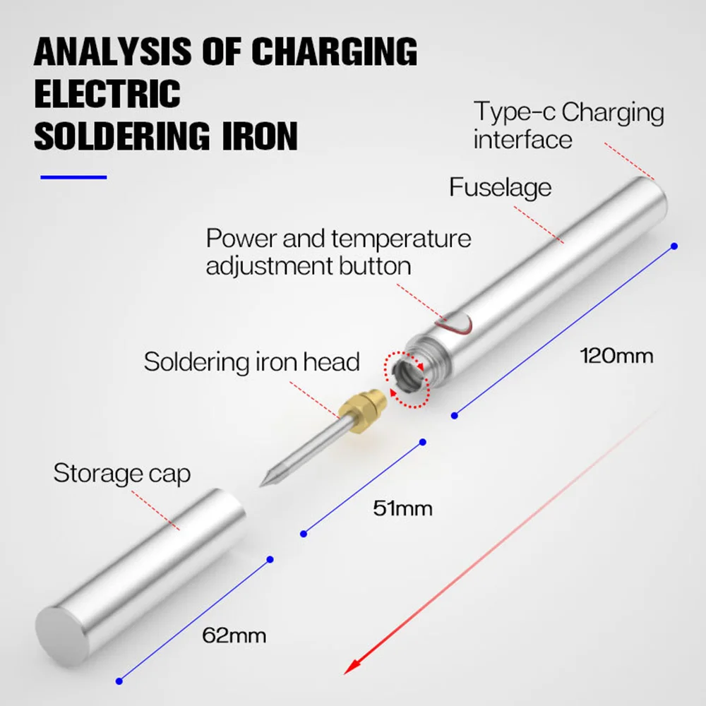 Wireless Soldering Iron Rechargeable Soldering Iron USB Portable Soldering Iron Kit 5V 8W Electric Welding Tools