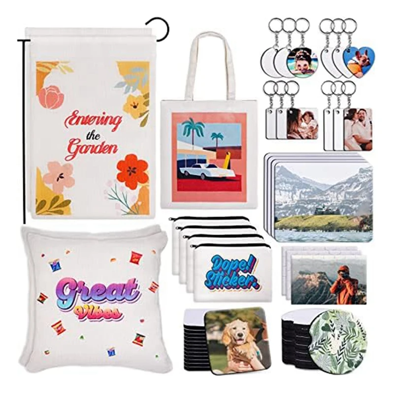 

76Piece Sublimation Blanks Products Sublimation Bundle With Metal Chain ,For Custom Design Work,Gifts