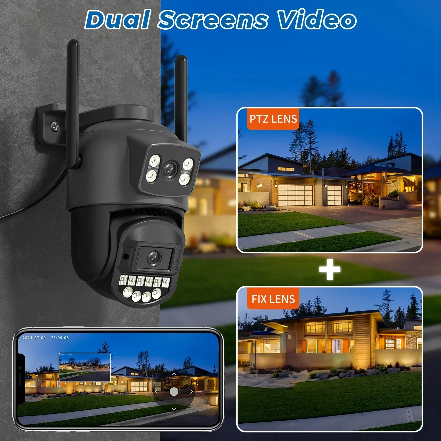 

Security Camera 5K 10MP WiFi Screen Lens Real-time Intercom Dual AI Human Detect 8MP 4K Outdoor Digital Zoom Surveillance Camera