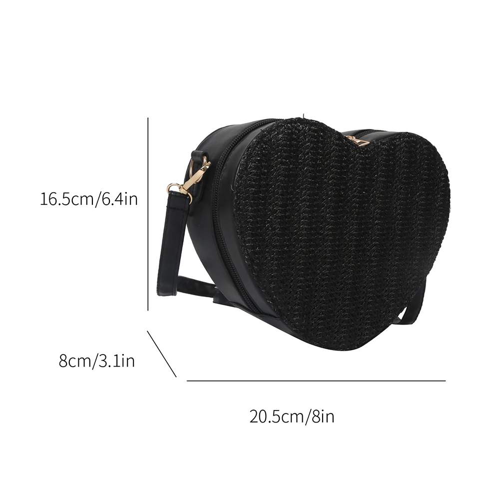 Moda damska torba na ramię torba na zakupy torebka damska torby ze słomy Satchel PU Love Heart Shape Crossbody torby na co dzień mała torebka