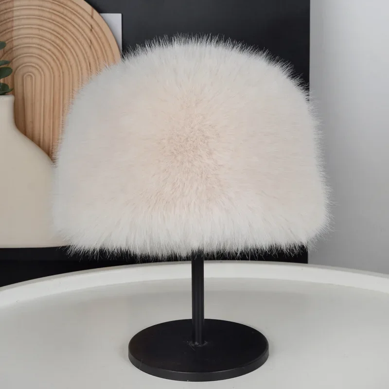 Faux Mink Fur Berets Elegant Women's Winter Caps New Design Fashion Fur Hats Knitted Warm False Mink Fur Beanies Hat Adjustable