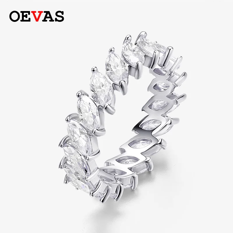 OEVAS 100% 925 Sterling Silver Real Full Moissanite Pass Diamond Test Sparkling Top Quality Wedding Rings For Women Fine Jewelry