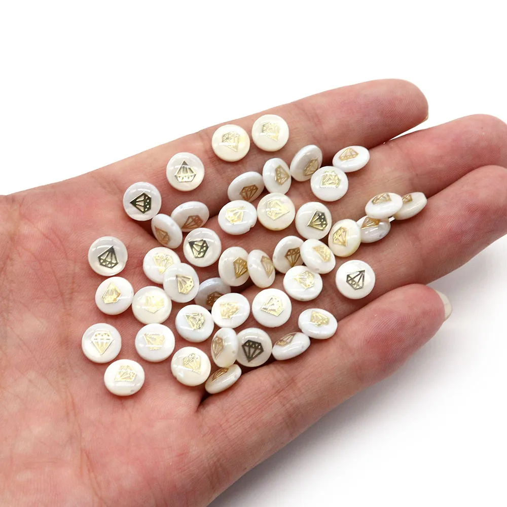 

20pcs/Lot Natural Freshwater Shell Beads Round White Straight Hole Jewelry Making DIY Necklace Bracelet Earrings for Needlework