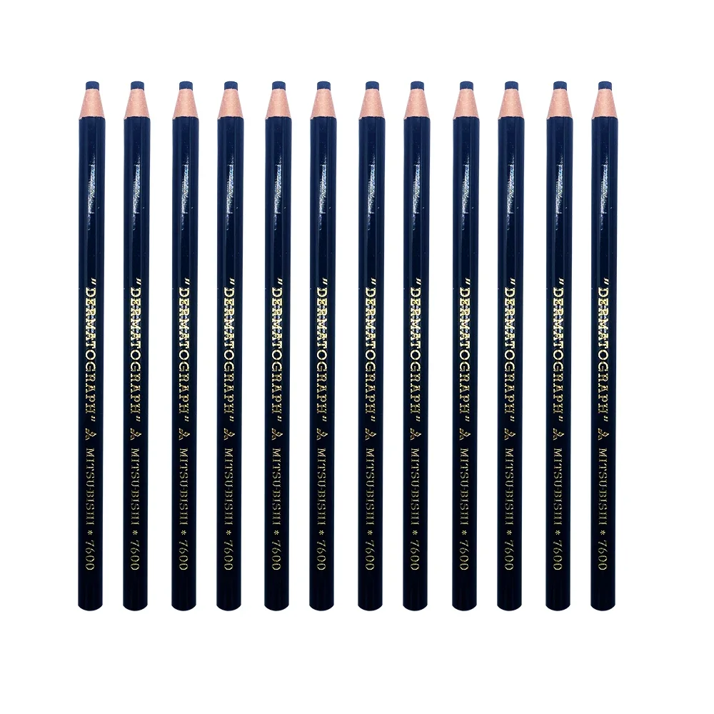 12Pcs/lot Japan Black Pencil Colored Pencil Dermatograph K7600 Oil-Based Paper Wrapped For Tattoo Eyebrow Marker Paint Pencil