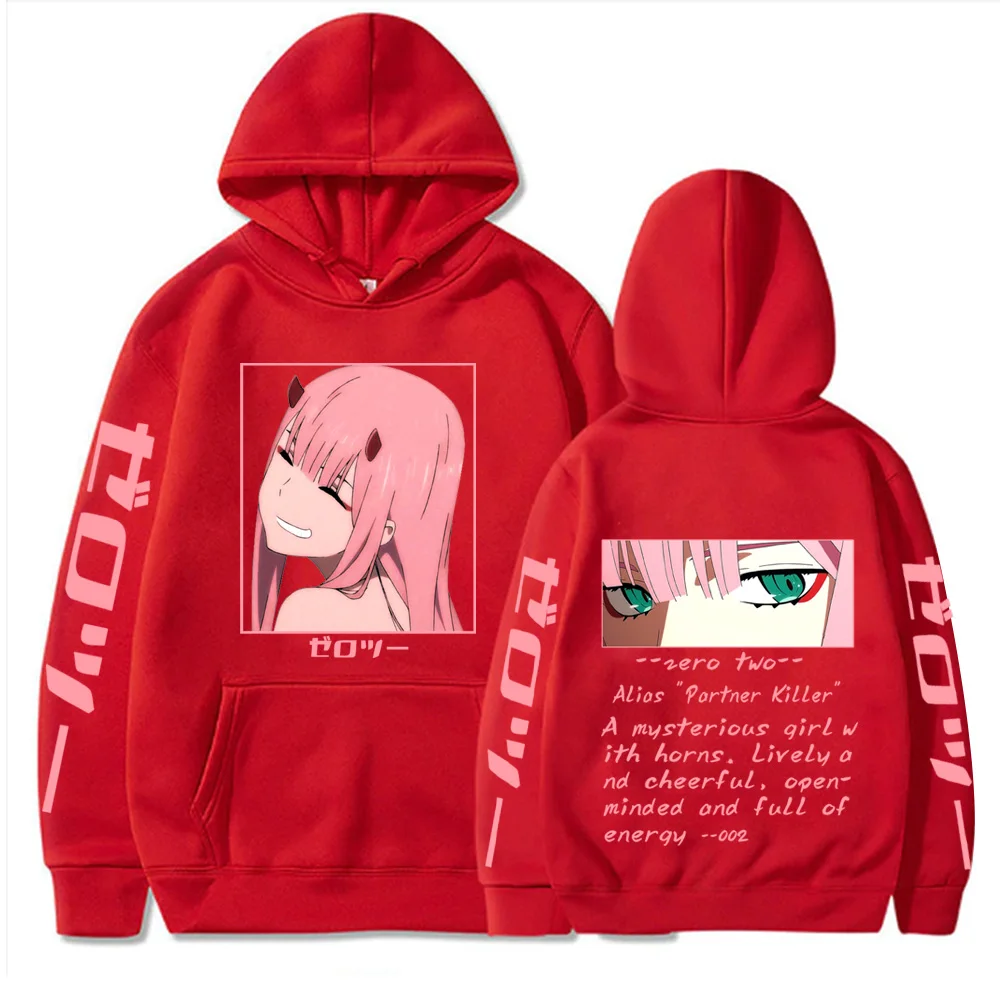 Darling In The Franxx Hot Anime Hoodie Zero Two Eyes Graphic Printed Hooded Women Plus Size Pullover Harajuku Female Sweatshirt