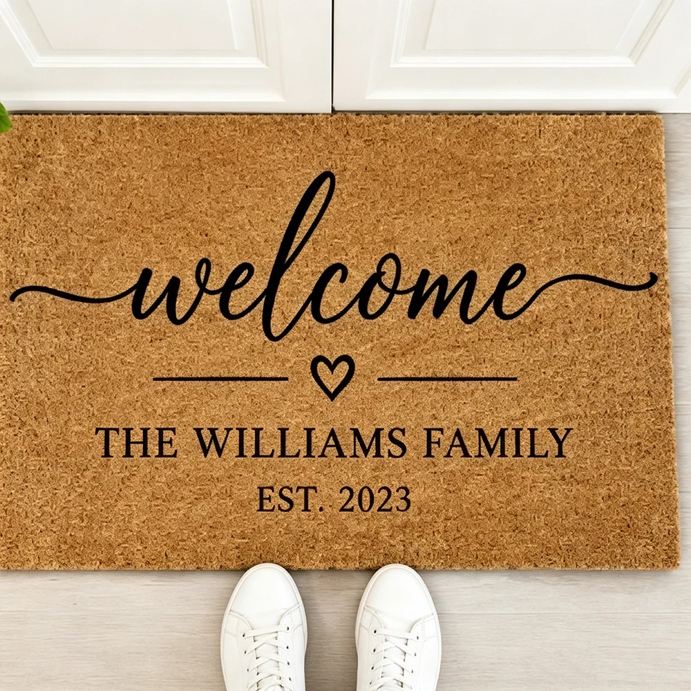 

minimalist monogram doormat personalized family name welcome mat non slip washable home entrance mat