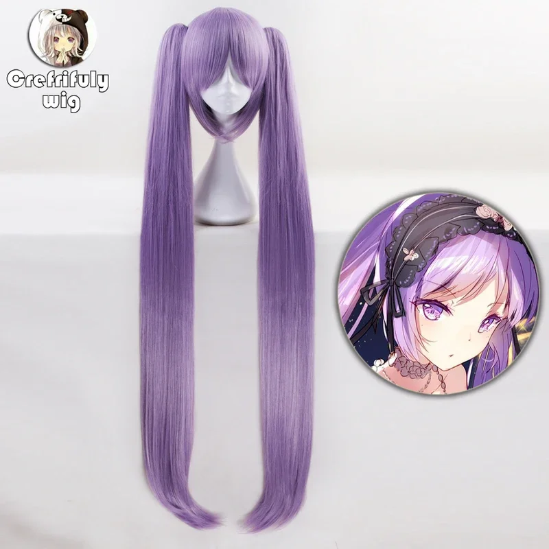 110cm FATE FGO Long Purple Wig With Two Clip On Ponytails Euryale Stheno Straight Thick Anime Cosplay Wigs For Costume Party