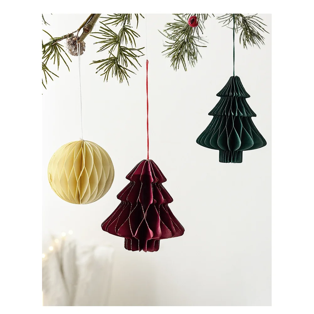 جو احتفالي، زخارف ورقية لعيد الميلاد باللون الأخضر، زينة شجرة حديثة للديكور الاحتفالي، تصميم مدمج قابل للطي #6