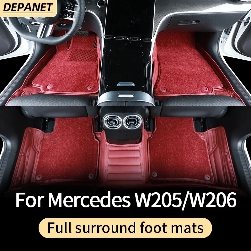 Leathe Fully enclosed floor mats for 2022-2024 Mercedes w206 C series floot mat benz 180 200 260 300 interior trim accessories