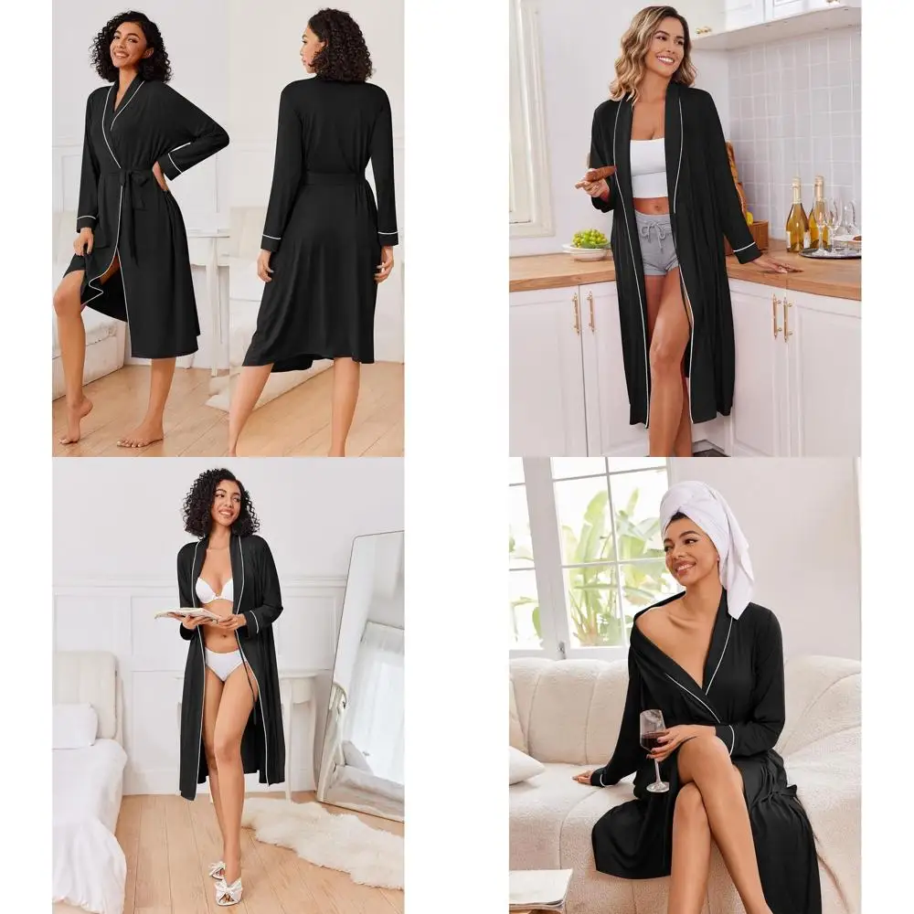

Women's Lightweight Knit Kimono Bathrobe - Soft Sleepwear Shawl for Casual Loungewear, Sizes S-XXL