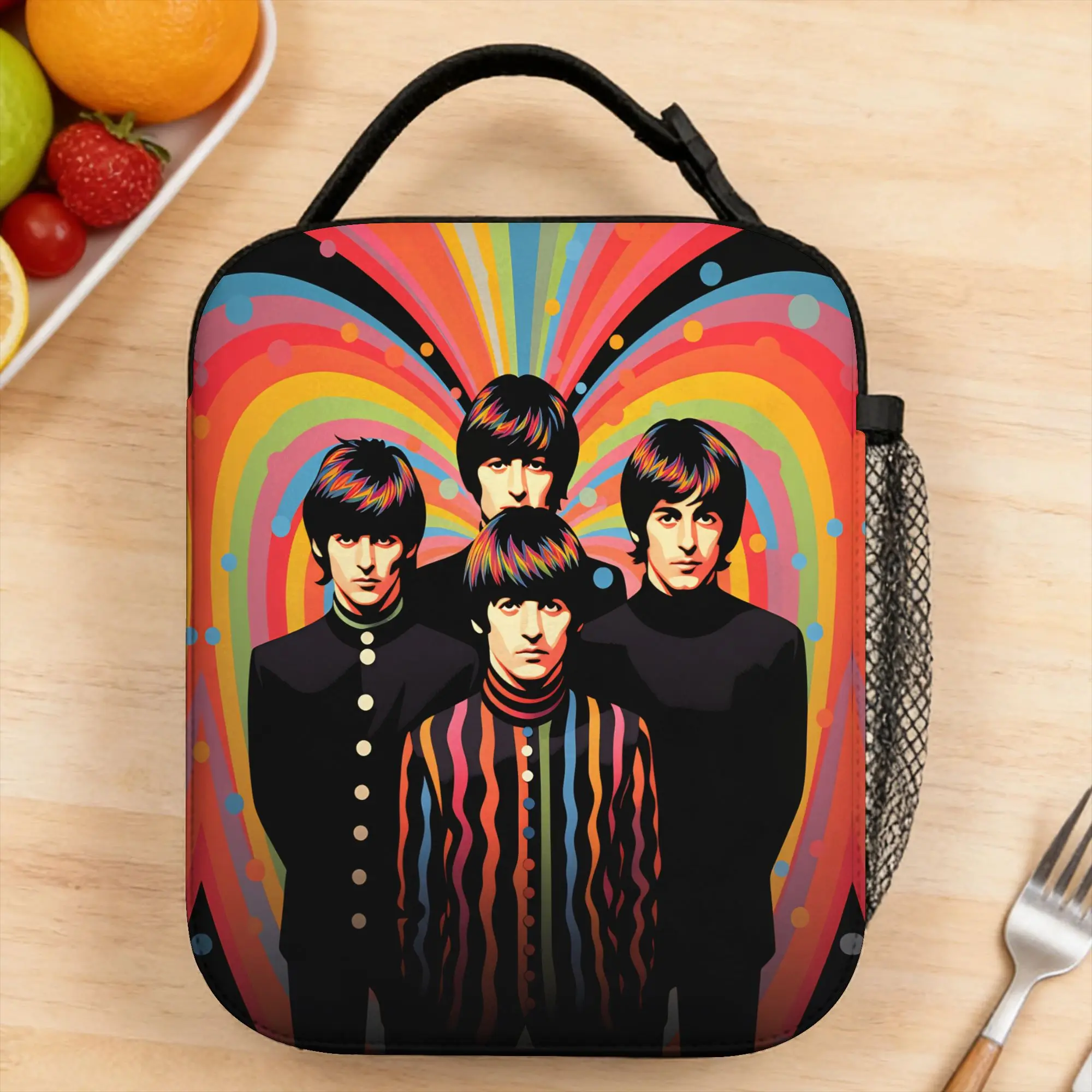 The B-Beatle-S Insulated Lunch Bag  Outdoor Picnic Lunch Box For Women Casual Graphic Thermal Tote Handbags Portable Cooler Bag