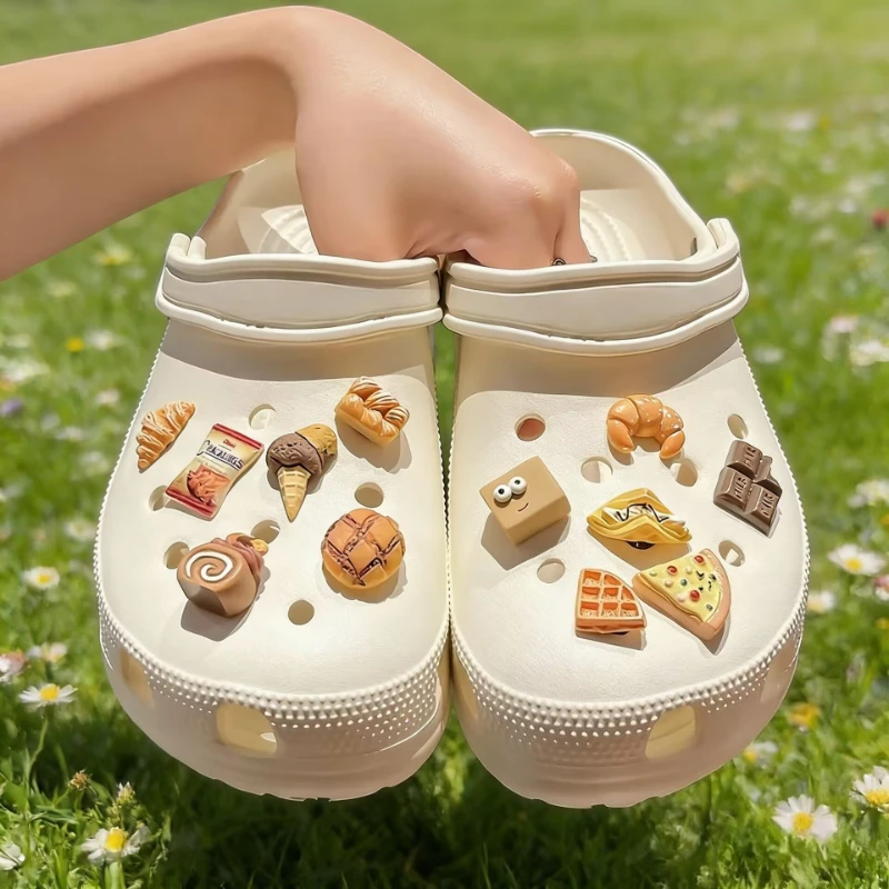 12Pcs Food Dessert Charms for Clog Shoes DIY Detachable Summer Footwear Accessories Creative Shoe Decorations