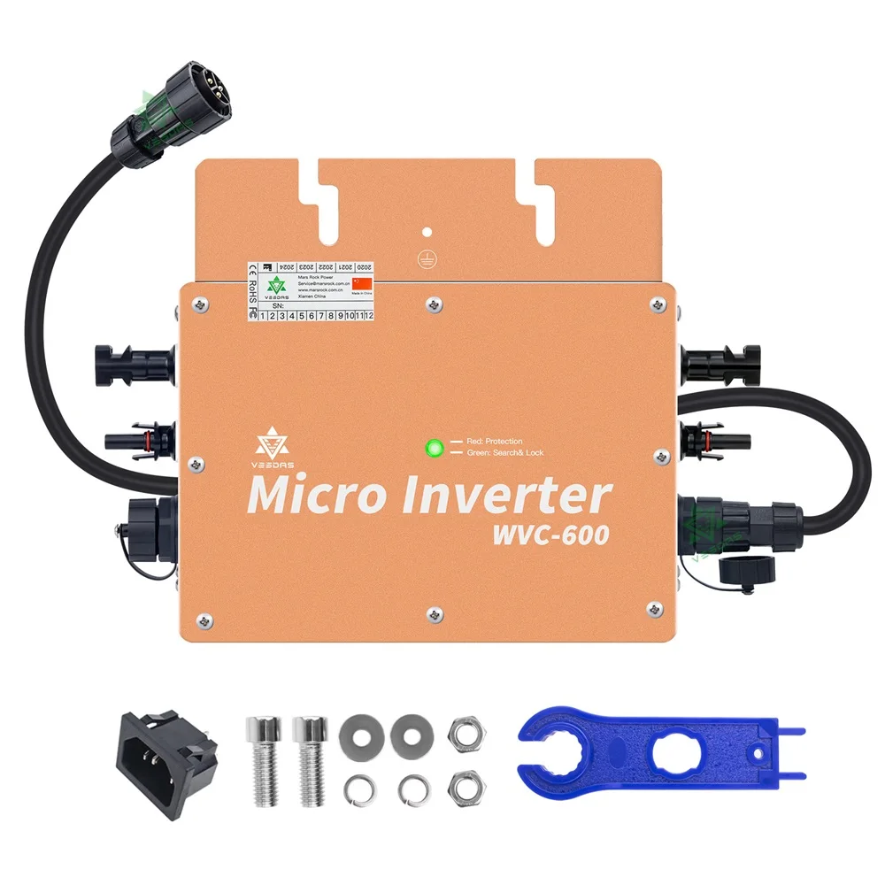 

600W 20-50V DC 120V 230V AC Solar Grid Connected Micro Inverter, IP65, MPPT Pure Sine Wave Inverter, WVC Grid Connected Inverter