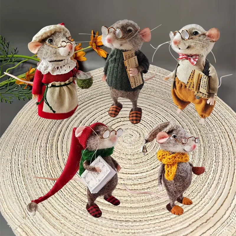 LUSQI 1PC Christmas DIY Felt Mouse Craft Kit Adorable Beginner-Friendly Handmade Xmas Ornaments & Holiday Gift Making Set