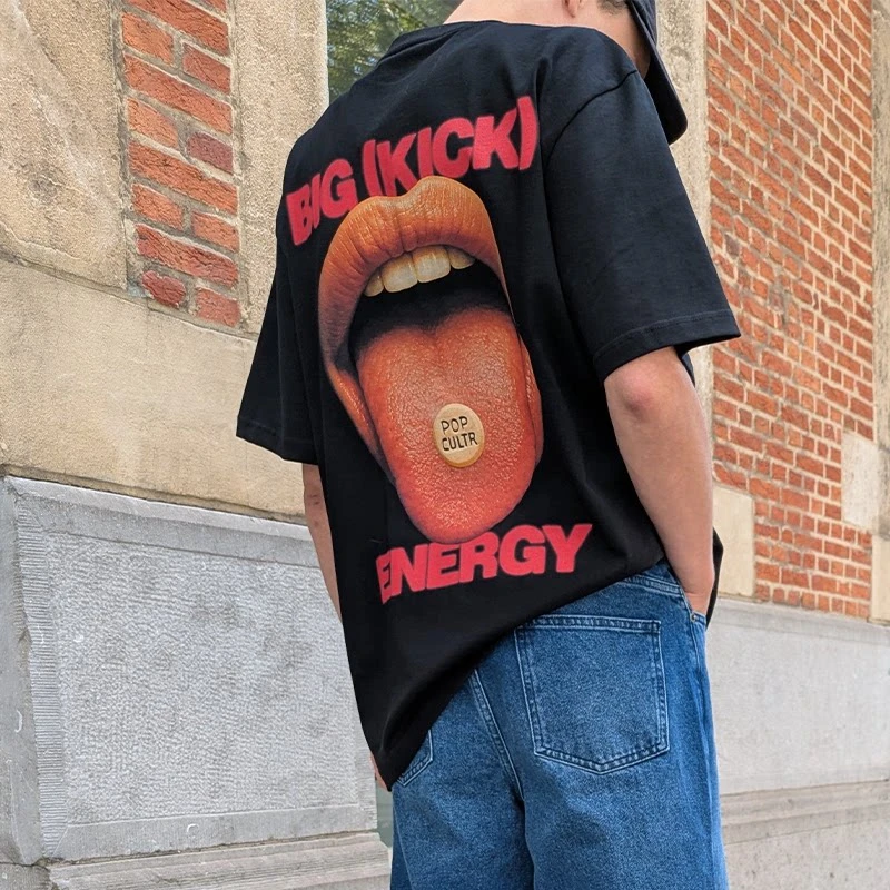 Big Kick Energy Rave Electronic Music Trend Brand Graphic Tee Cotton Mens Womens T-Shirt Summer Streetwear