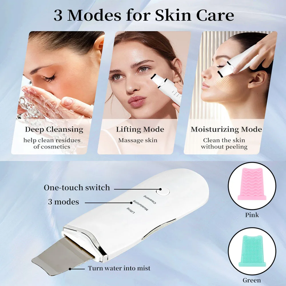 3 modalità di vibrazione Scrubber per la pelle del viso Rimozione di punti neri Detergente per pori del viso Lifting Pulizia profonda Strumento per la pulizia della pelle del viso