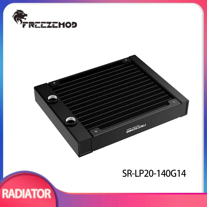 Freezemod G1/4 Threaded 140mm Radiator Aluminum Water Cooler Heat Exchanger for 14CM Fan / Black / SR-LP20-140G14