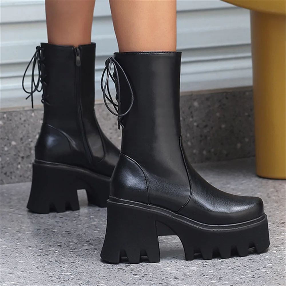 2024 Gothic Punk Fashion Women Ankle boots Wedges High Heels Platform Ankle boots Female Street Cosplay Autumn Winter Shoes