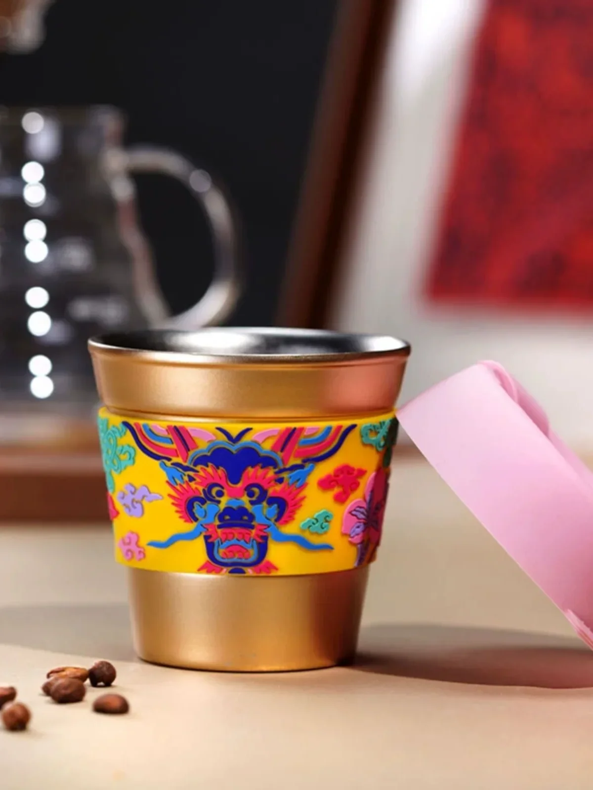 

Coffee Colorful Cloud Blue Dragon Boutique Coffee Cup Stainless Steel Handy Cup Zodiac Dragon New Year Office Water Cup Gift