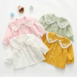 Princess Peter Pan Collar Kids Toddler Baby Girls Jacquard Shirts Autumn Casual Bottoming Tops Clothes