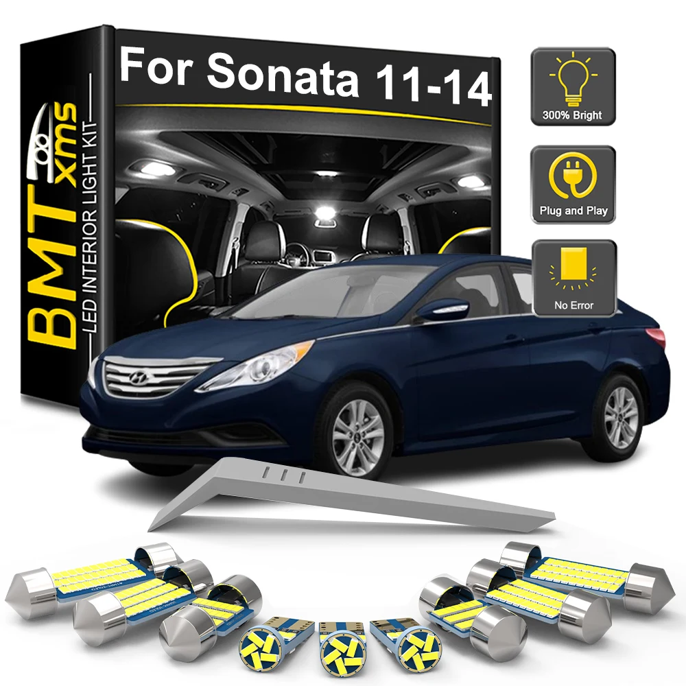 

BMTxms 14Pcs Canbus For Hyundai Sonata MK6 VI 6 YF 2011 2012 2013 2014 Car Indoor Dome Trunk Lamp LED Interior Light Bulb Kit